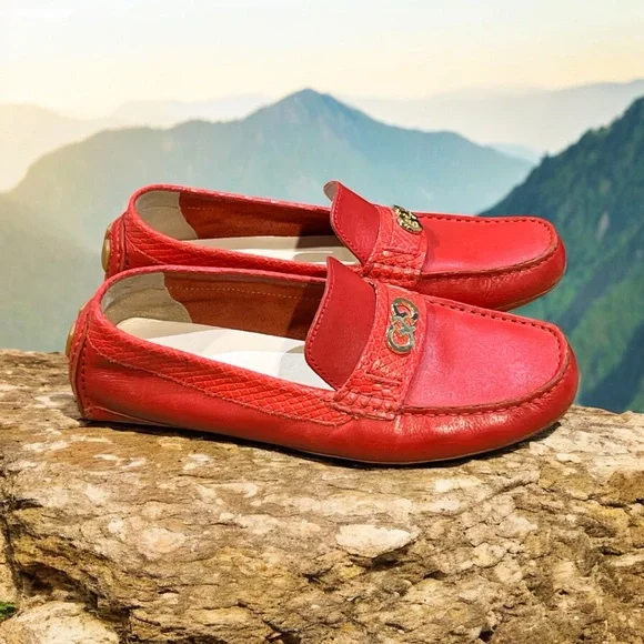 Cole Hahn Shelby CH Logo Vibrant Red Leather Loafers. - Picture 3 of 8